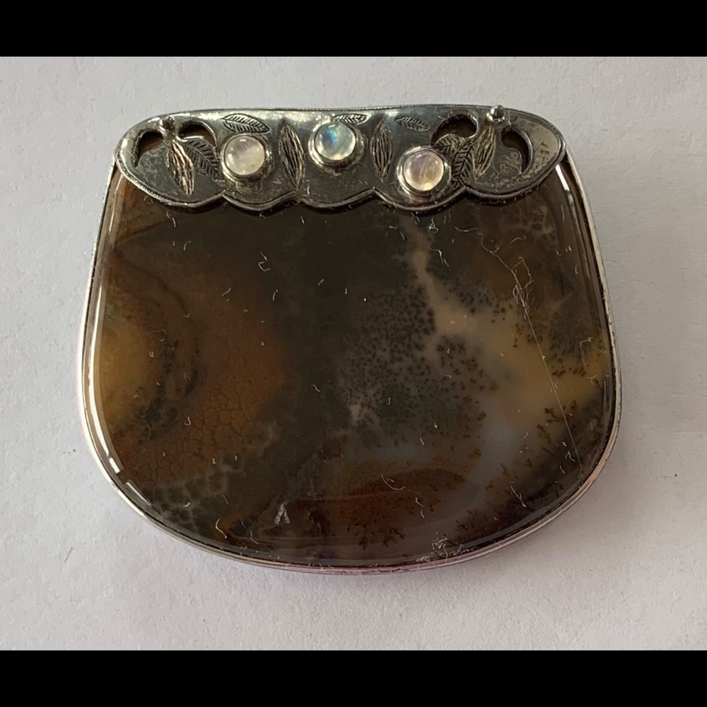 Artisan Craft 925 Moss Agate Big Square  Badges